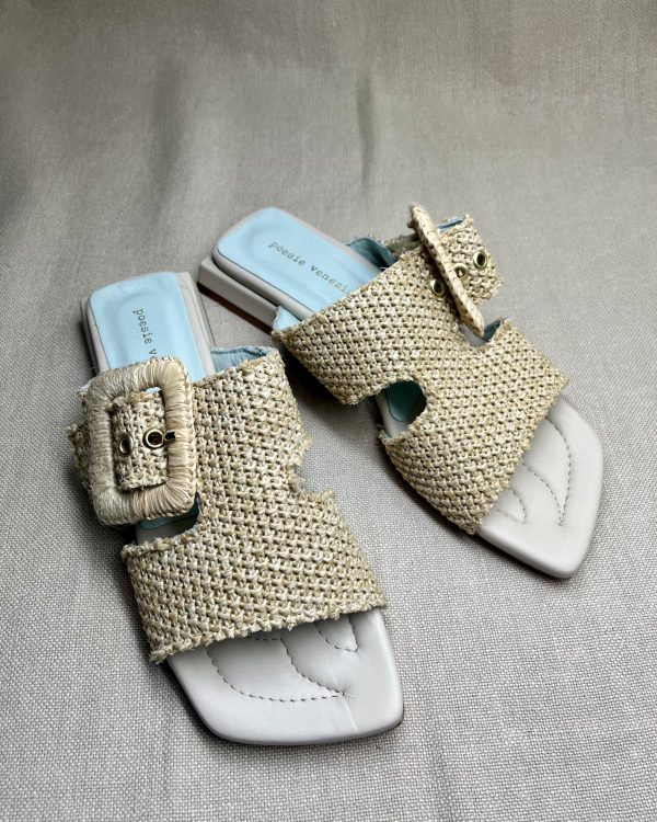Poesie Veneziane leather trim raffia sandals