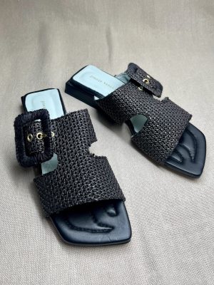 Poesie Veneziane leather trim raffia sandals