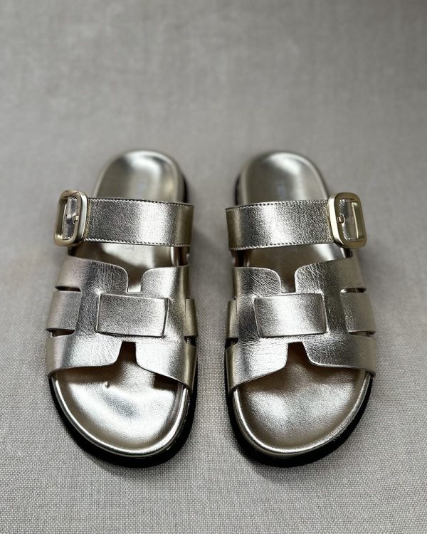 Triver Flight metallic-leather slides - Image 3