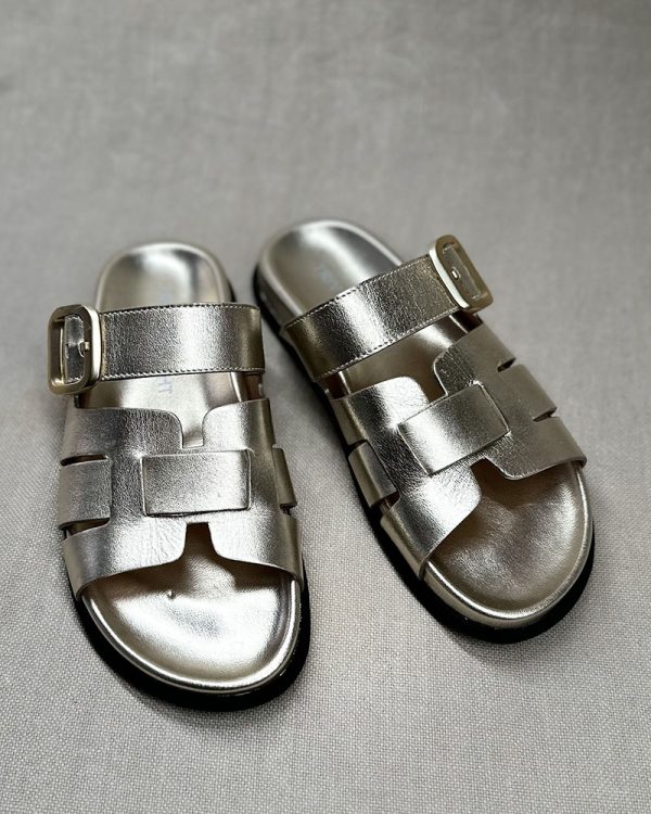 Triver Flight metallic-leather slides