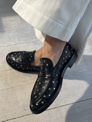 Elia Maurizi leather penny-loafer with studs