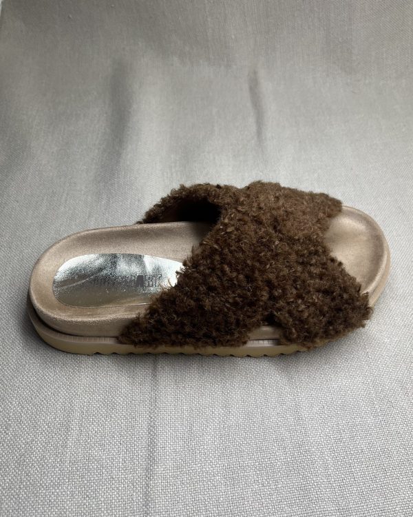 Stringart fur open back flat sandals - Image 2