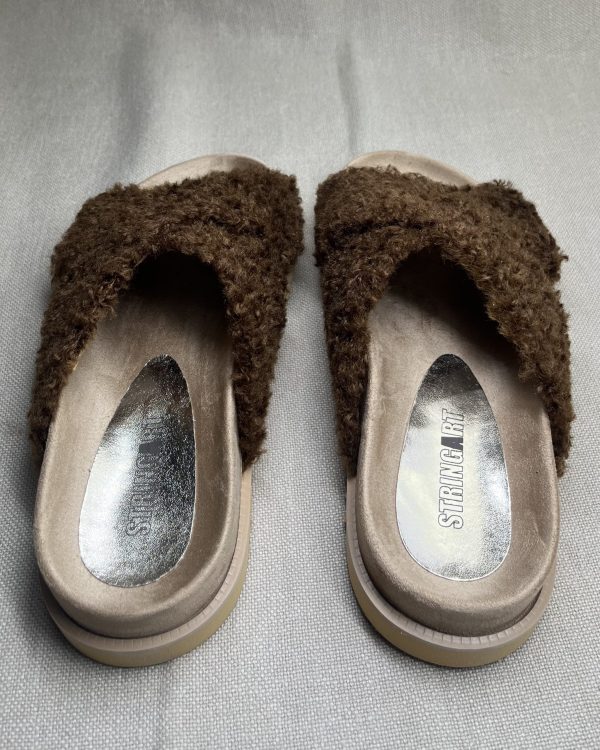 Stringart fur open back flat sandals - Image 3