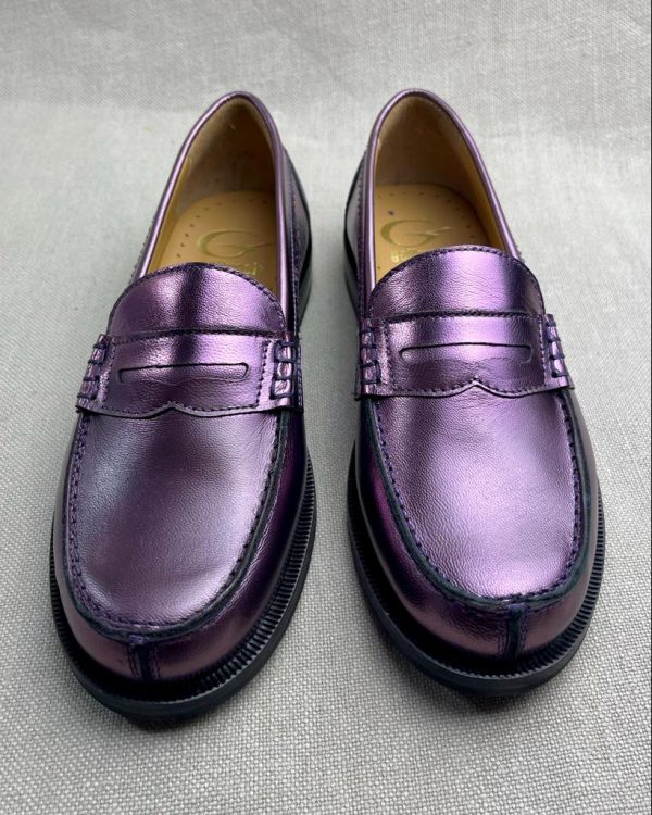 Gallucci College metallic-leather loafers