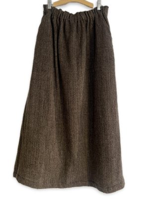 Ichi Antiquités Wool Herringbone Midi Skirt