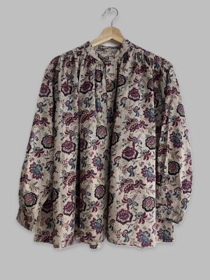 Ichi Antiquités Floral Print Linen Blouse