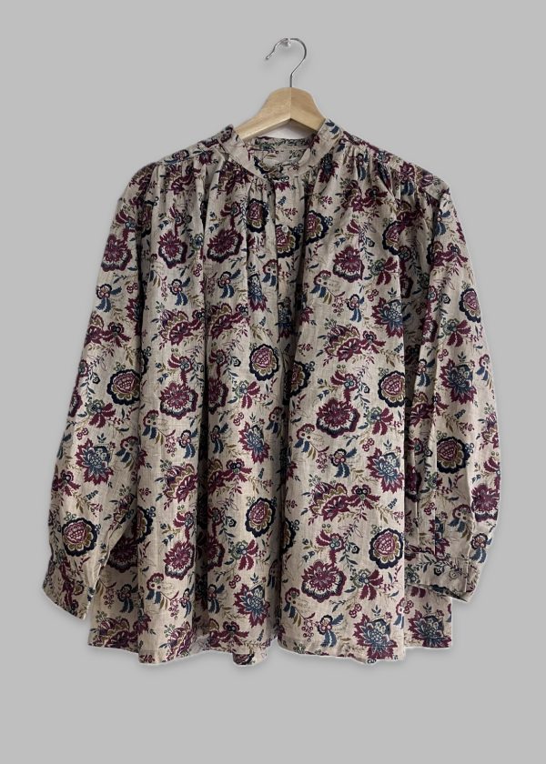 Ichi Antiquités Floral Print Linen Blouse