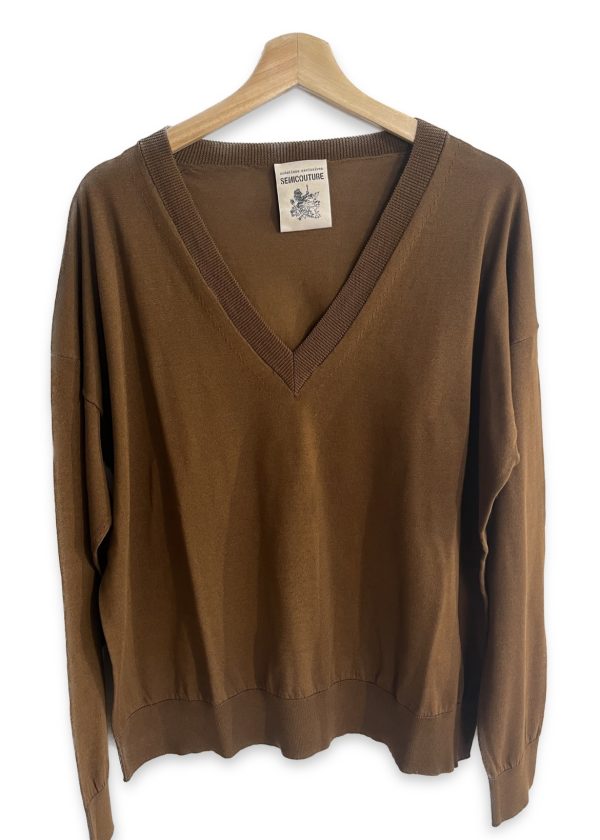 Semicouture Mercerized cotton V-neck sweater.