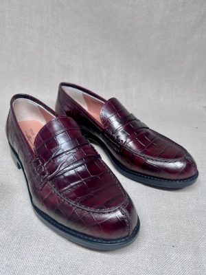 Triver Flight croc-embossed leather loafers