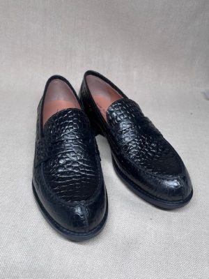 Triver Flight croc-embossed leather loafers