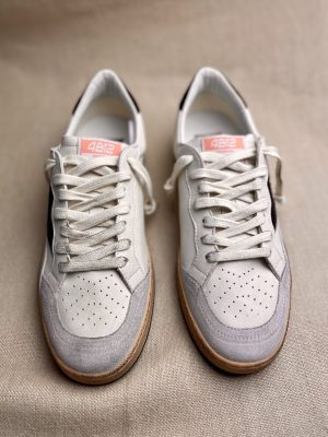 4B12 calf-skin leather and glitter sneakers
