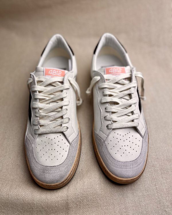 4B12 calf-skin leather and glitter sneakers
