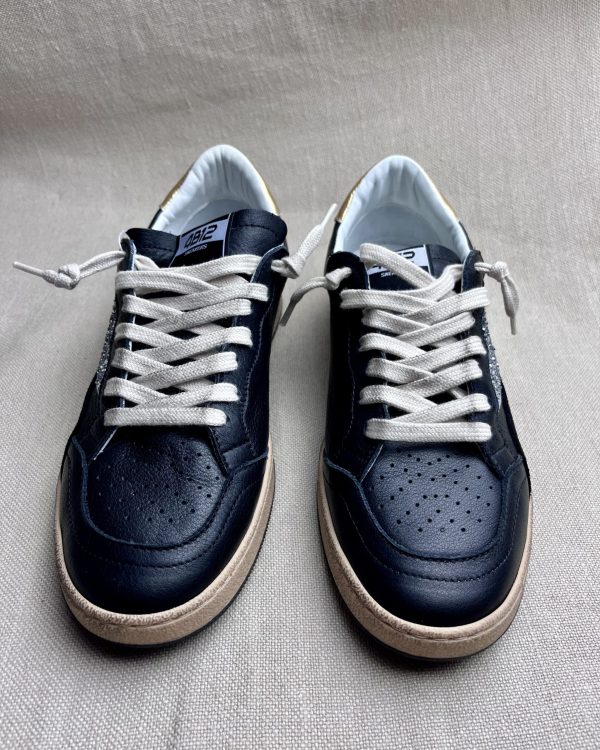 4B12 calf-skin leather and glitter sneakers