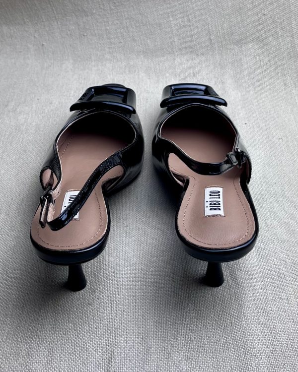 Bibi Lou slingback black patent mules - Image 3