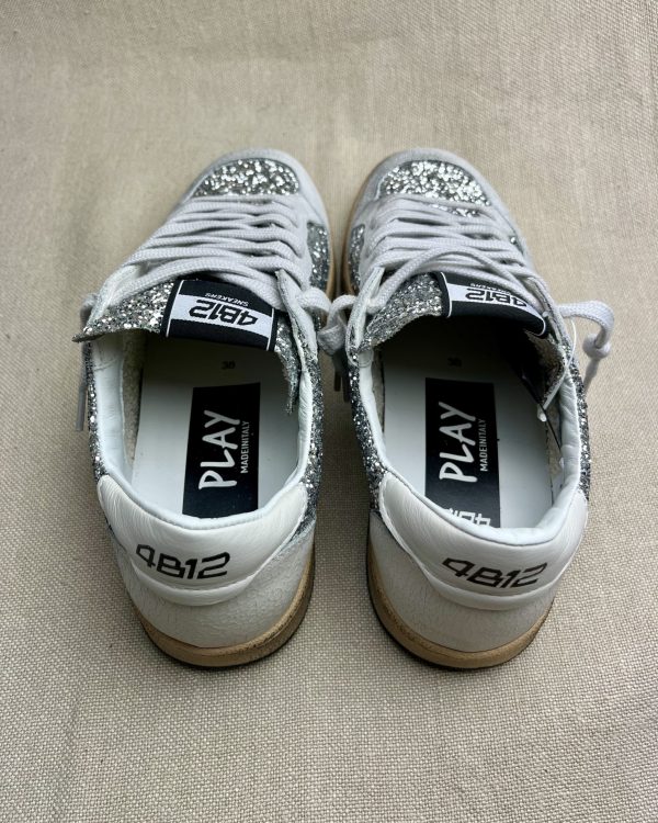 4B12 calf-skin leather and glitter sneakers