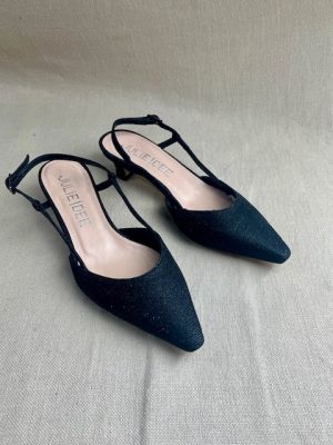 JULiE DEE glitter-leather slingback sandals