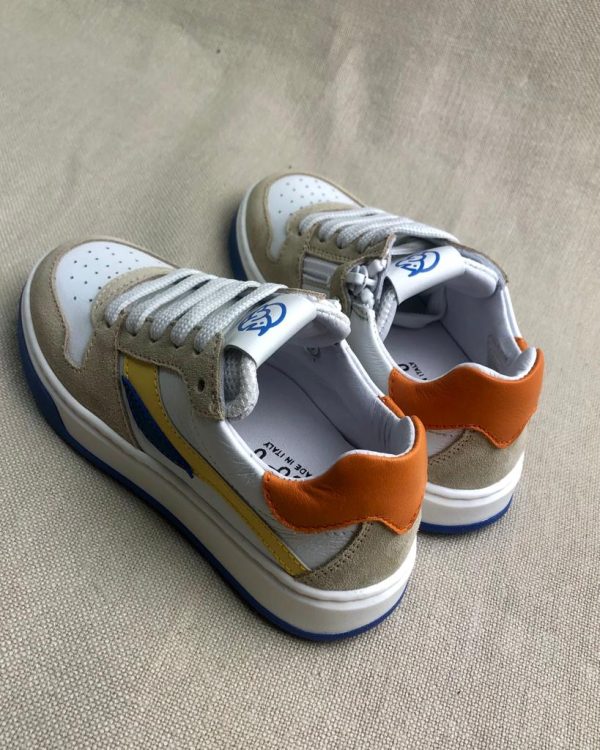 Lepi Kips white & yellow leather sneakers - Image 3