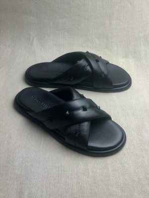 Triver flight embellished leather slides