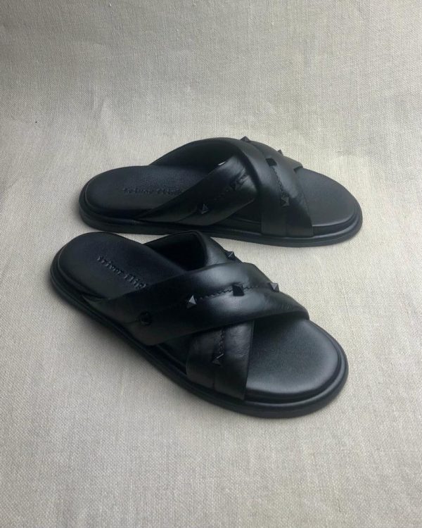 Triver flight embellished leather slides