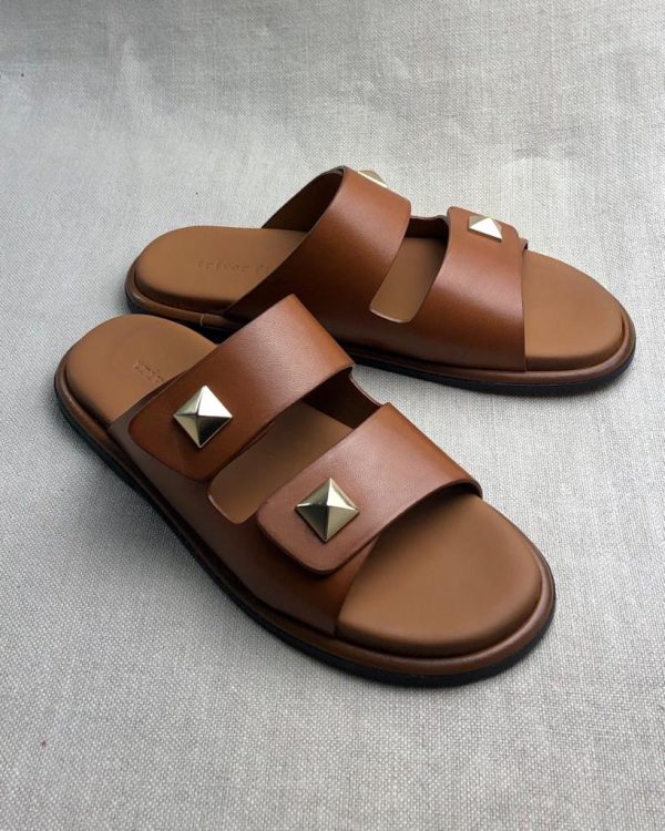 Triver Flight Gold-tone metal stud sandals
