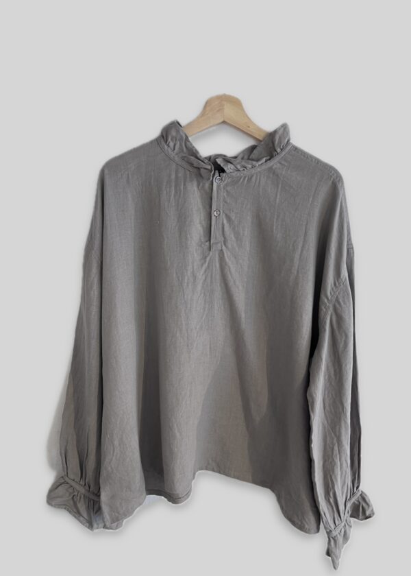 Ichi Antiquités Linen Frill Blouse - Image 2