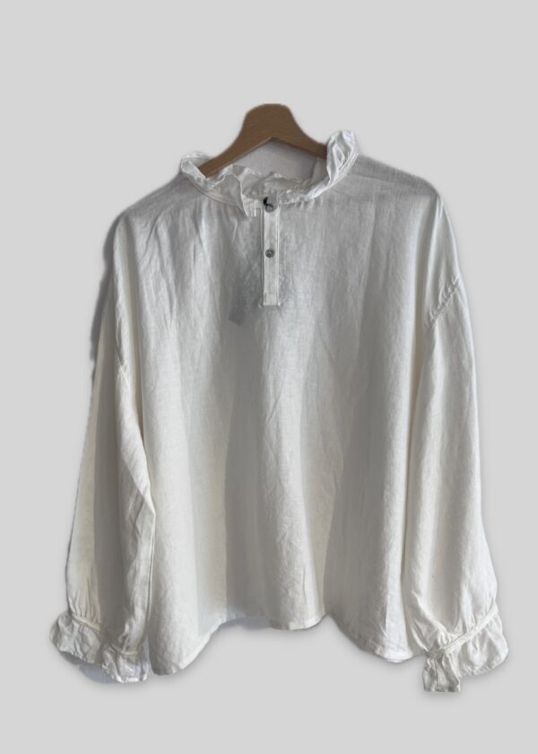 Ichi Antiquités Linen Frill Blouse - Image 2