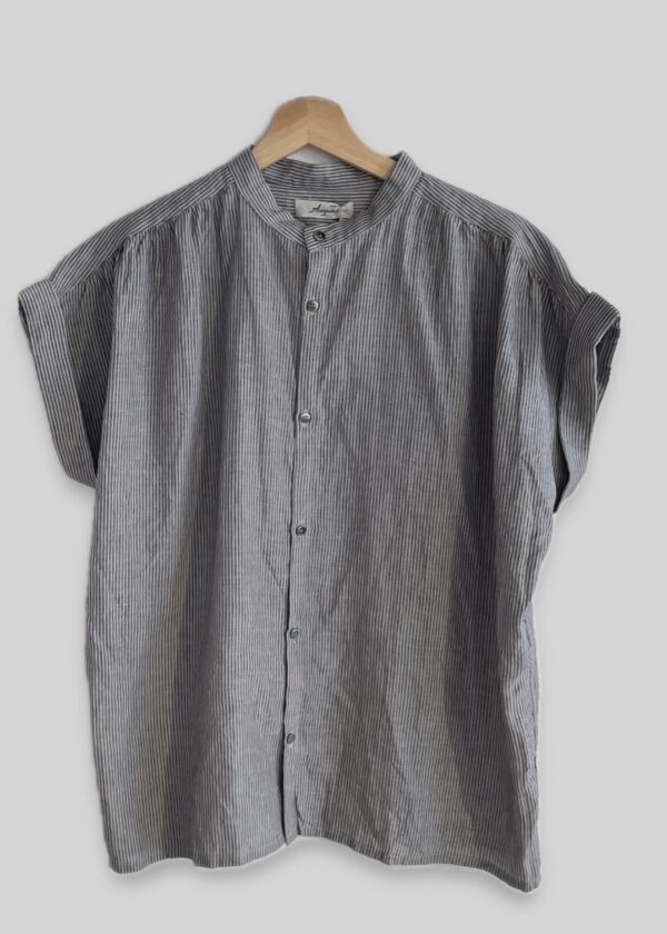 Ichi Antiquités Linen Pinstripe Blouse