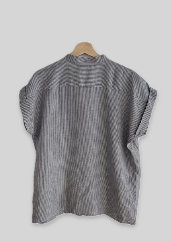 Ichi Antiquités Linen Pinstripe Blouse - Image 2
