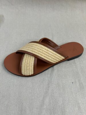 Nicolas Lainas Mediterranean Raffia Flat Sandals