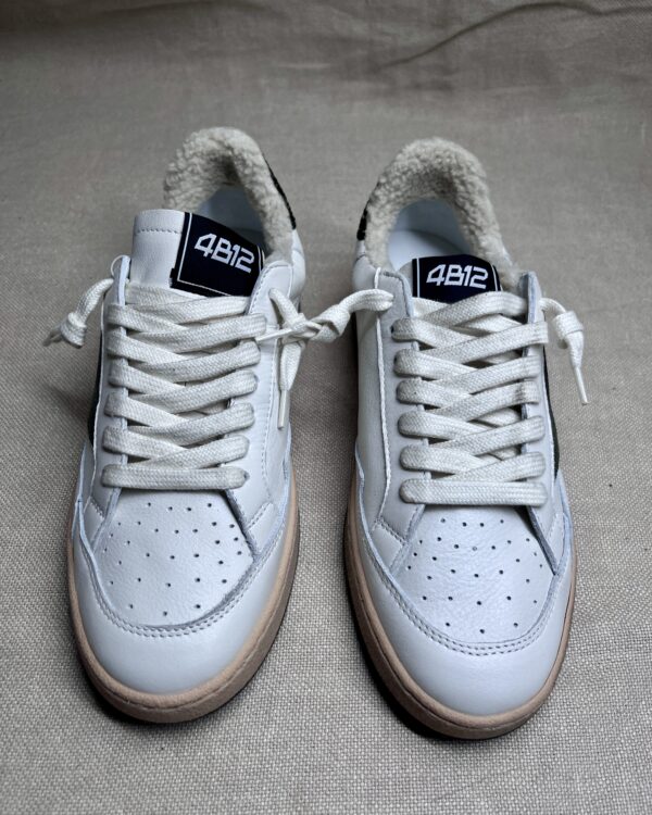4B12 calf-skin leather and glitter sneakers