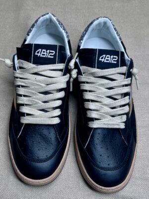 4B12 calf-skin leather and glitter sneakers