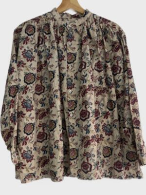 Ichi Antiquités Floral Print Linen Blouse