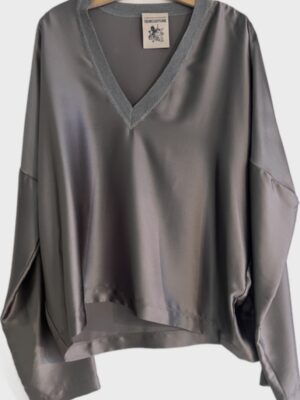 Semicouture long-sleeve satin top