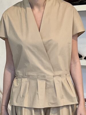 Alysi cotton-poplin peplum top