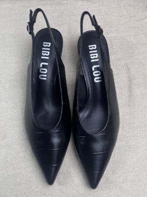 Bibi Lou slingback black croc pumps