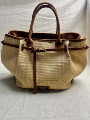 Christian Villa woven & suede top-handle bag